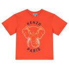 Girls Orange Elephant Logo T-Shirt, 2, hi-res